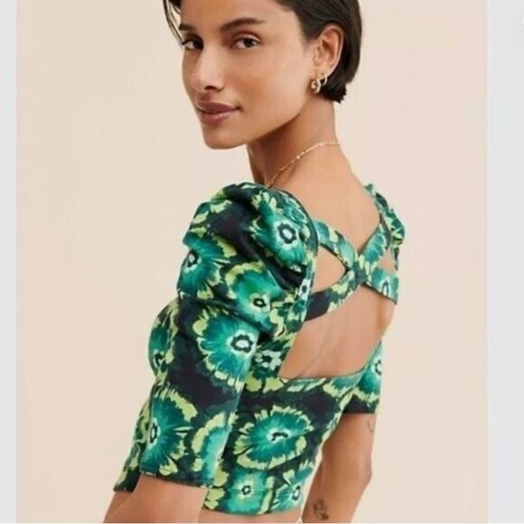 FREE PEOPLE WOMEN’S GIVE ME MORE TOP STRAPPY BACK IN GREEN/BLACK COMBO NWT - Picture 4 of 5